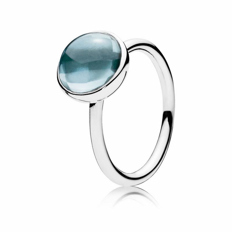 Pandora Poetic Droplet Stackable Ring - Sterling Silver/Blue/Crystal - Canada | SP5316CA